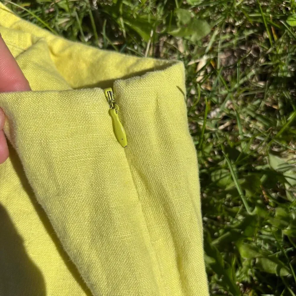 Vintage Yellow Linen Tailored Cropped Pants Size 18W